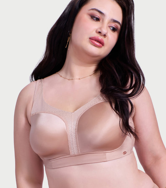 Enamor Full Figure Satin Minimizer Bra - Non-Padded, Non-Wired, High Coverage - F148 (Rose Skin)
