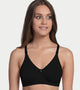 Enamor Comfort Shaper with Plush Side Shaper Panel Women's Cotton Everyday T-Shirt Bra - Detachable Straps, Non Padded, Wirefree, High Coverage - A055 (Black)