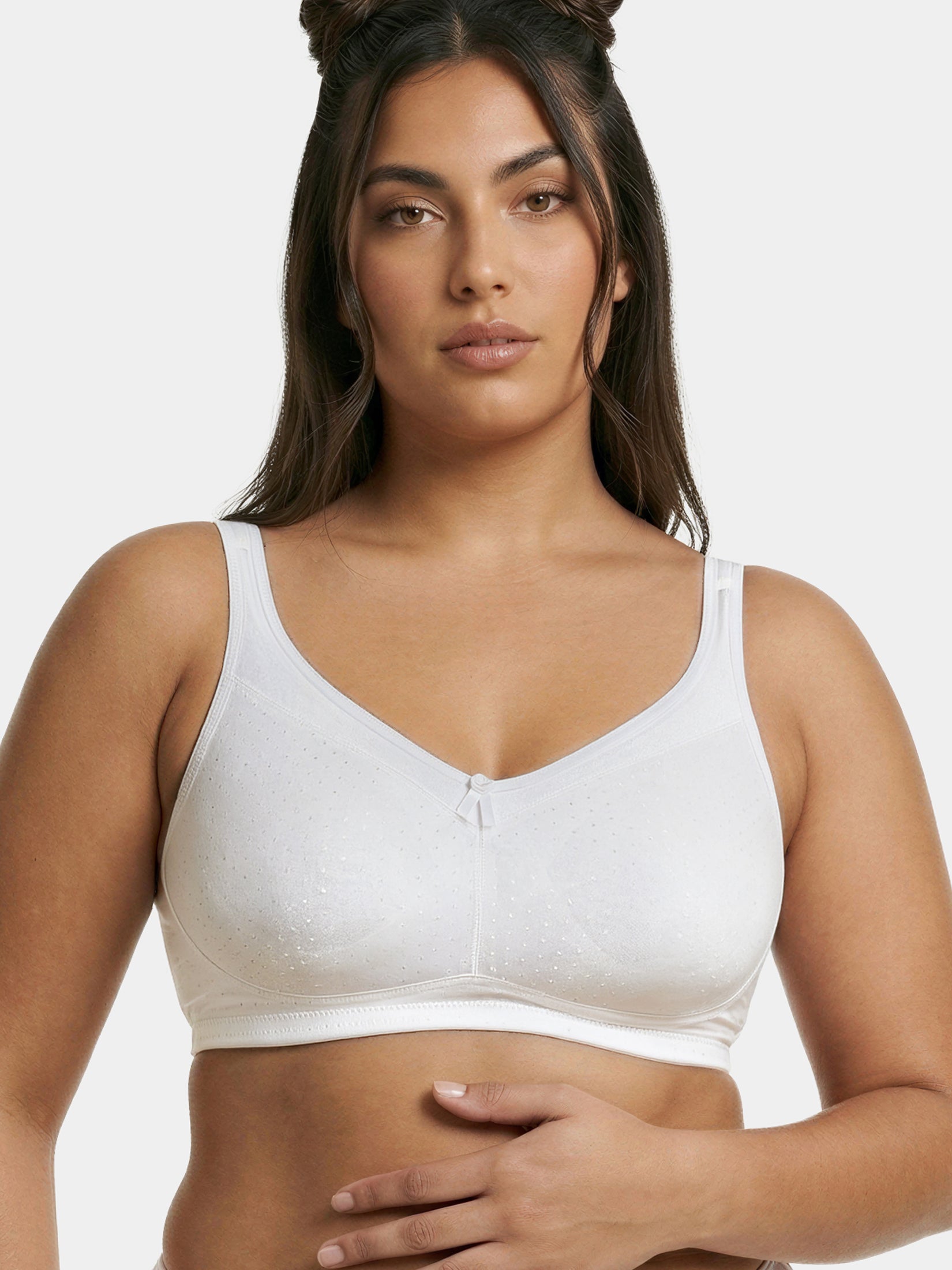 Enamor Hidden X-Frame and Smoothening Women's Full Support Everyday Bra - Jiggle control, Non Padded, Wirefree, Full Coverage - FB12 (Available in Plus sizes) (White)