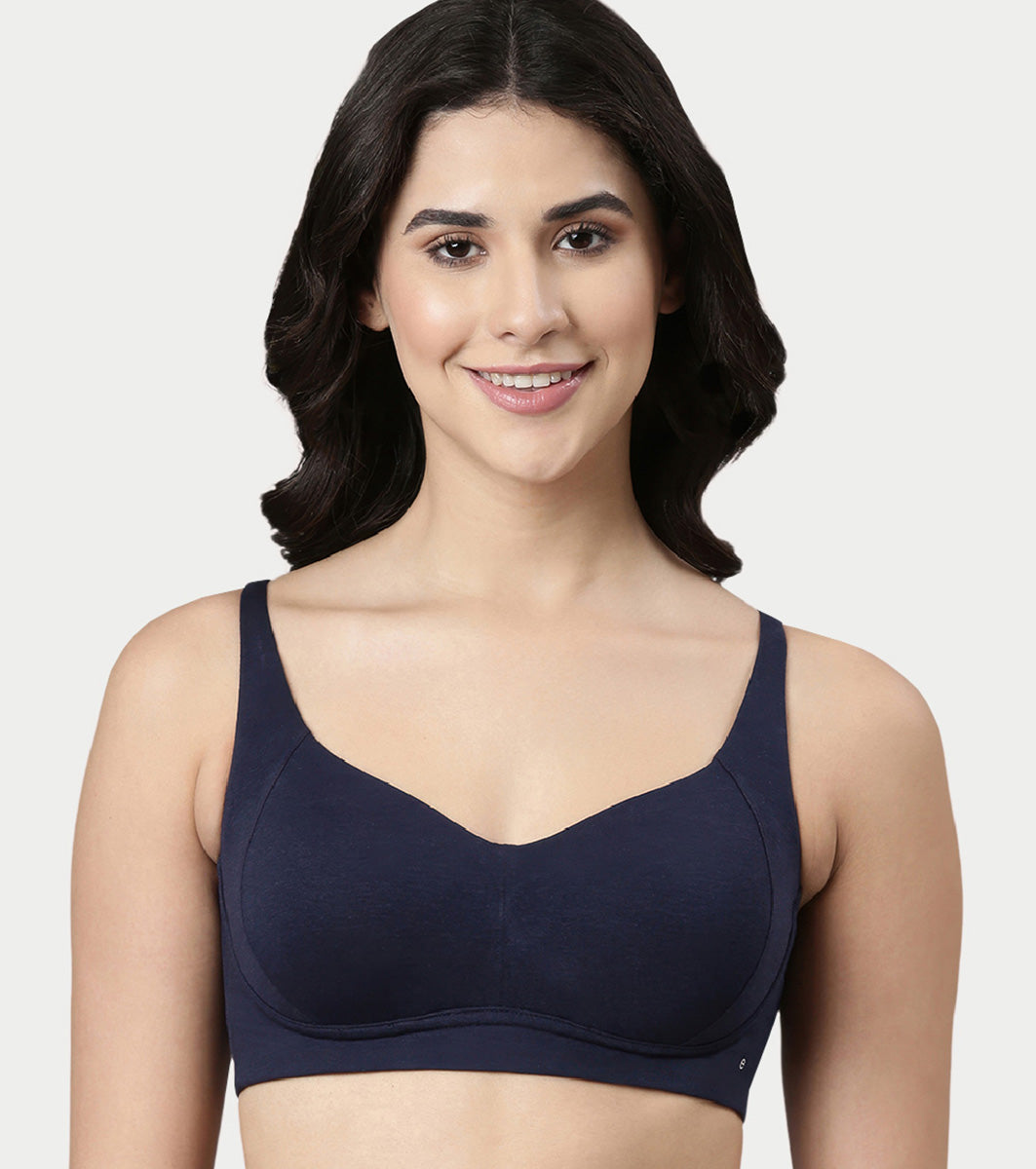 Enamor Innovations Bamboo Bliss, Everyday, Full Support, Women's T-Shirt Bra - Super Soft, Naturally Absorbent & Antimicrobial, Padded, Wirefree, High Coverage- A077 (Eclipse)