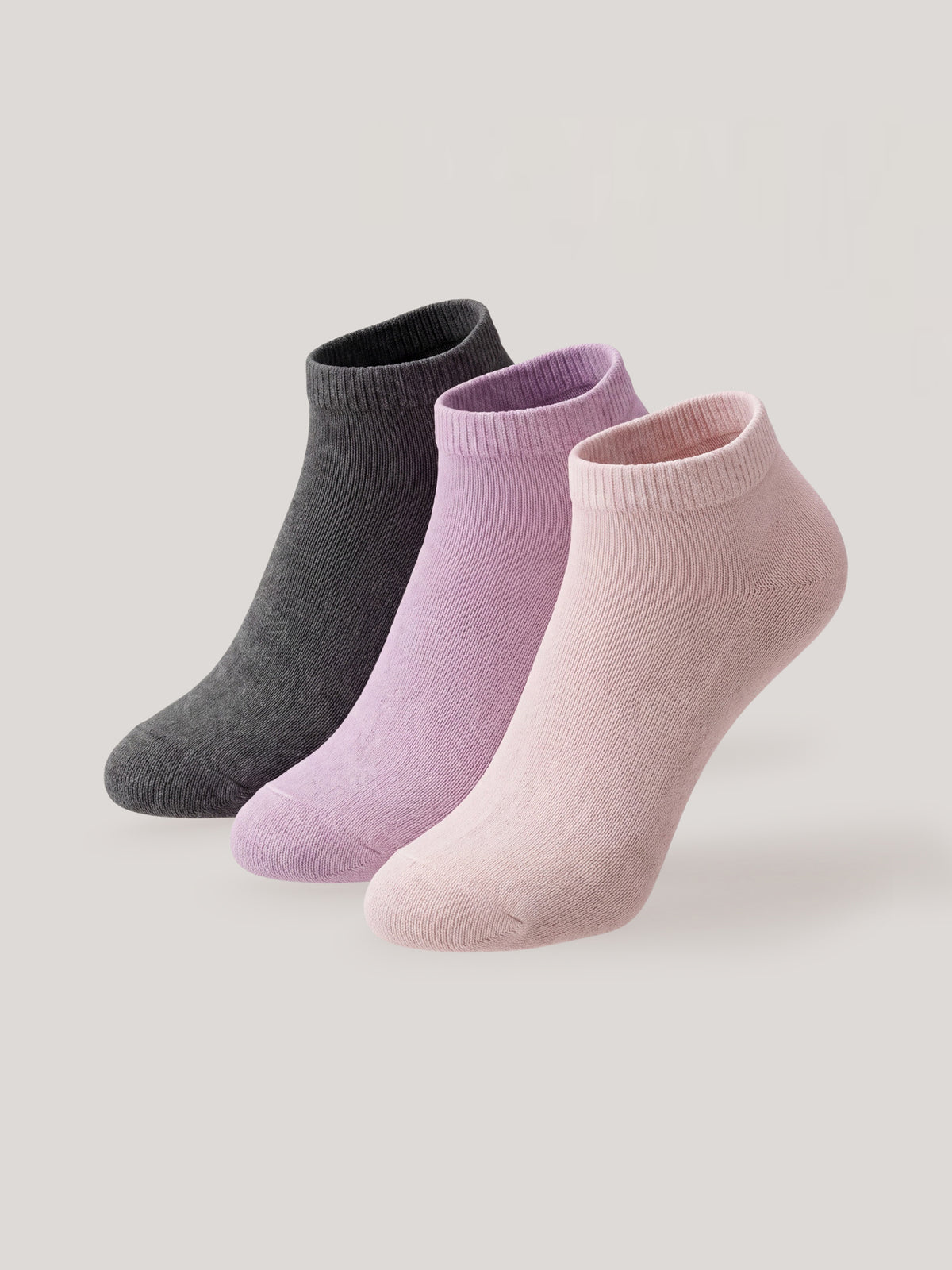 Enamor | Pair of 3 | Ankle Low Show Socks – ES101, Breathable Cotton Stretch, N9 Pure Silver Finish for Odour Control, Everyday Wear (Crystal Pink/Elderberry/Charcoal Melange)