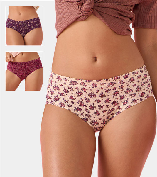 Enamor CR17 | Pack of 3 | Chic Stretch Cotton, All Day Comfort, Mid Waist Hipster Panty for Women - Naturally Breathable, Antimicrobial with Stain release, Inner Elastic, Full Coverage - (Multicolorprint-Color May Vary)