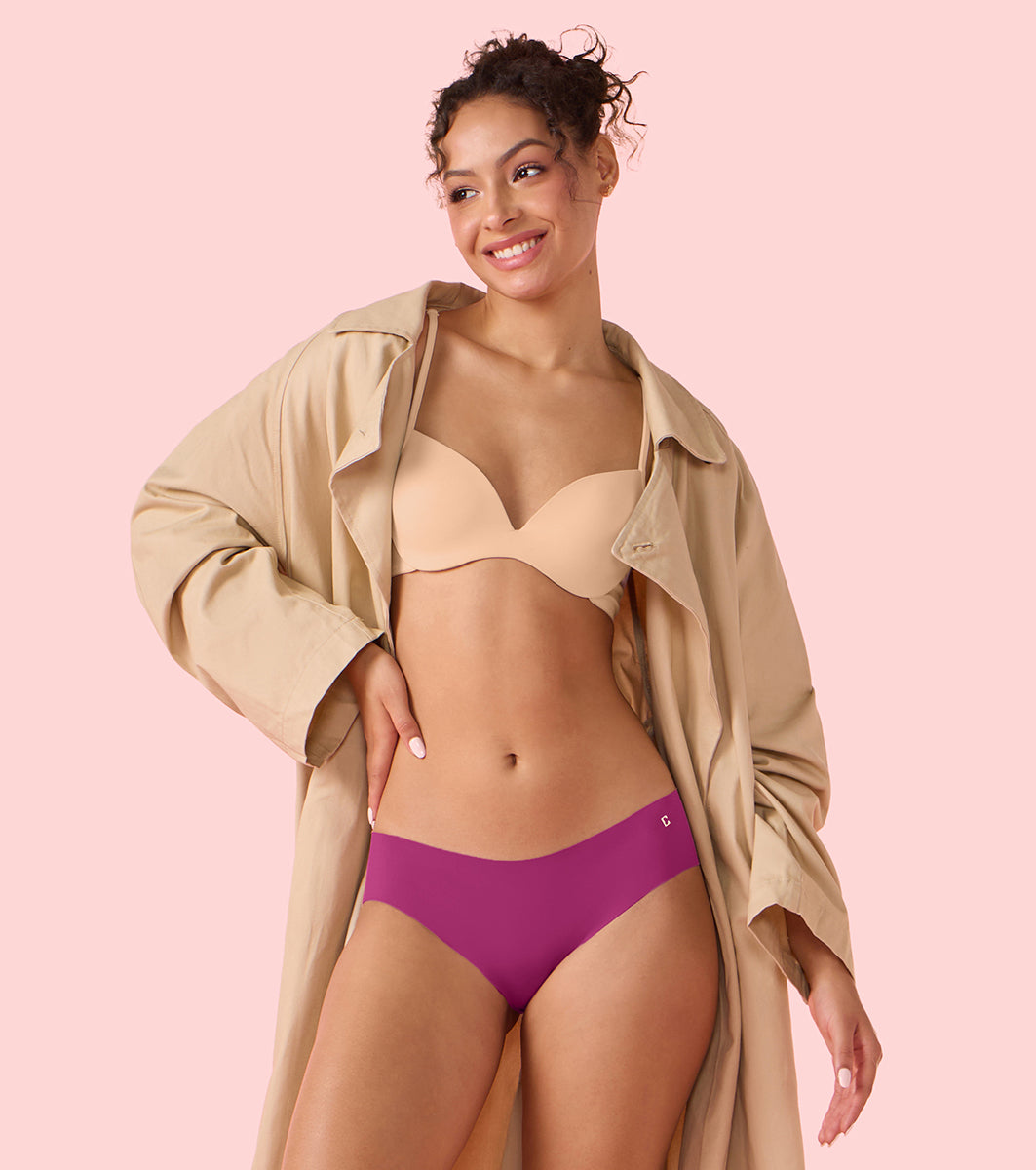 Enamor Innovations Invisi, All Day Comfort, Low Waist Bikini Panty for Women - Free Cut, Regular Coverage - PB40 (Queen Pink)