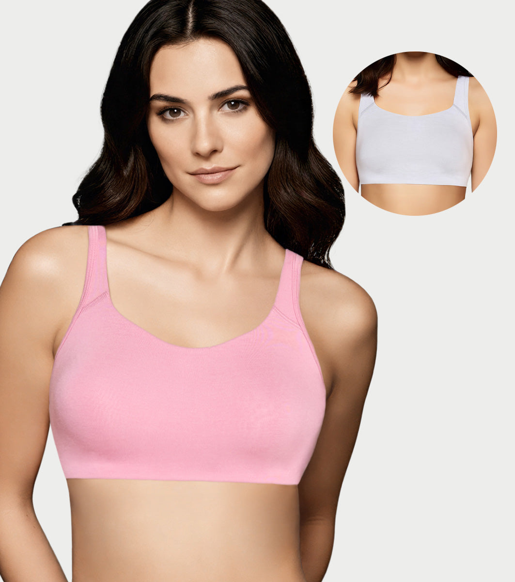 Enamor BambooBliss Pop-on Bra, Non-Padded, Wirefree, High Coverage - IB06 (Pale Grey/Rose Blush)-Pack of 2