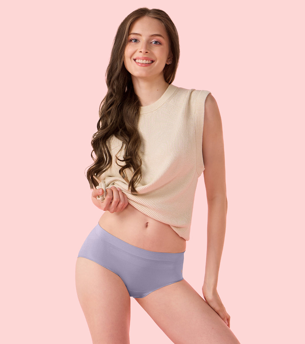 Enamor Innovations Flexi Free, Comfy Essentials, No Visible Panty Lines, All Day Comfort, Mid Waist Brief Panty for Women - Regular Coverage - IP37 (Pastel Lilac)