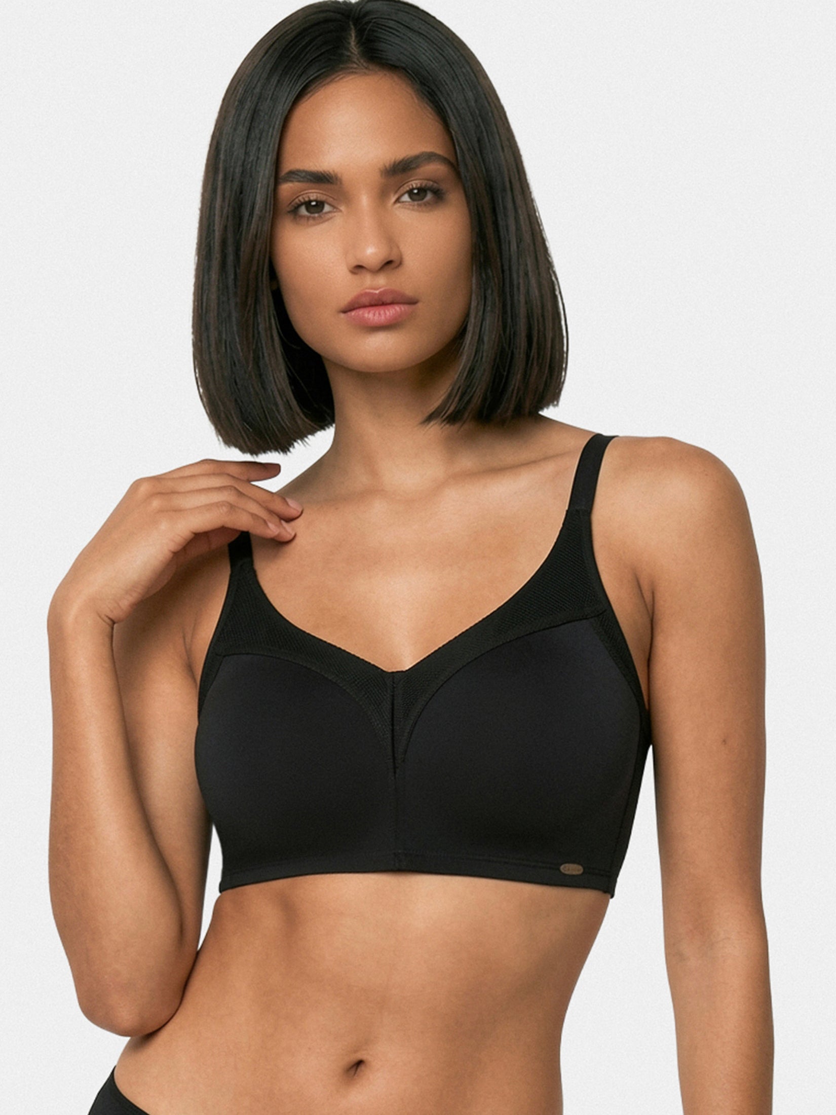 Enamor Innovations Fabcool Full Support Everyday Full Figure Bra - Jiggle Control and Antimicrobial, Non-Padded, Wirefree, Full Coverage Women's Bra - AB75 (Available in  Plus Sizes) (Black)