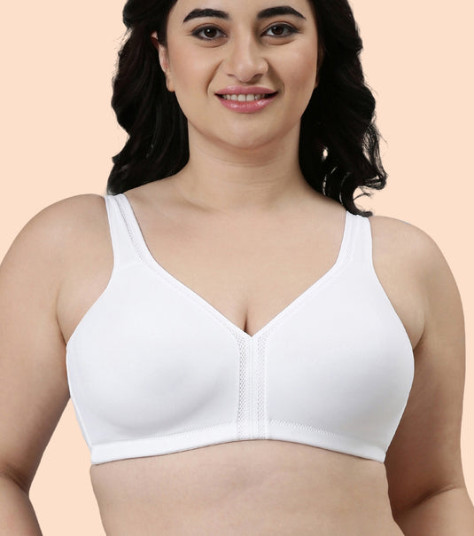 Enamor Plush Comfort, Side Support and Lift Women's Everyday Full Support Plunge Bra - All Day Comfort, Non-Padded, Wirefree, High-Coverage - F024
