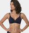Enamor Supima Cotton Women's Plunge Lift Everyday T-Shirt Bra - Extra Comfort, Padded, Wirefree, Medium Coverage - A039 (Evening Blue)