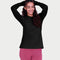 Enamor Full Sleeve Crew Neck Regular Length Basic Crew T-Shirt For Women - Slim Fit, Soft and Breathable Stretch Cotton - E057 (Jet Black)
