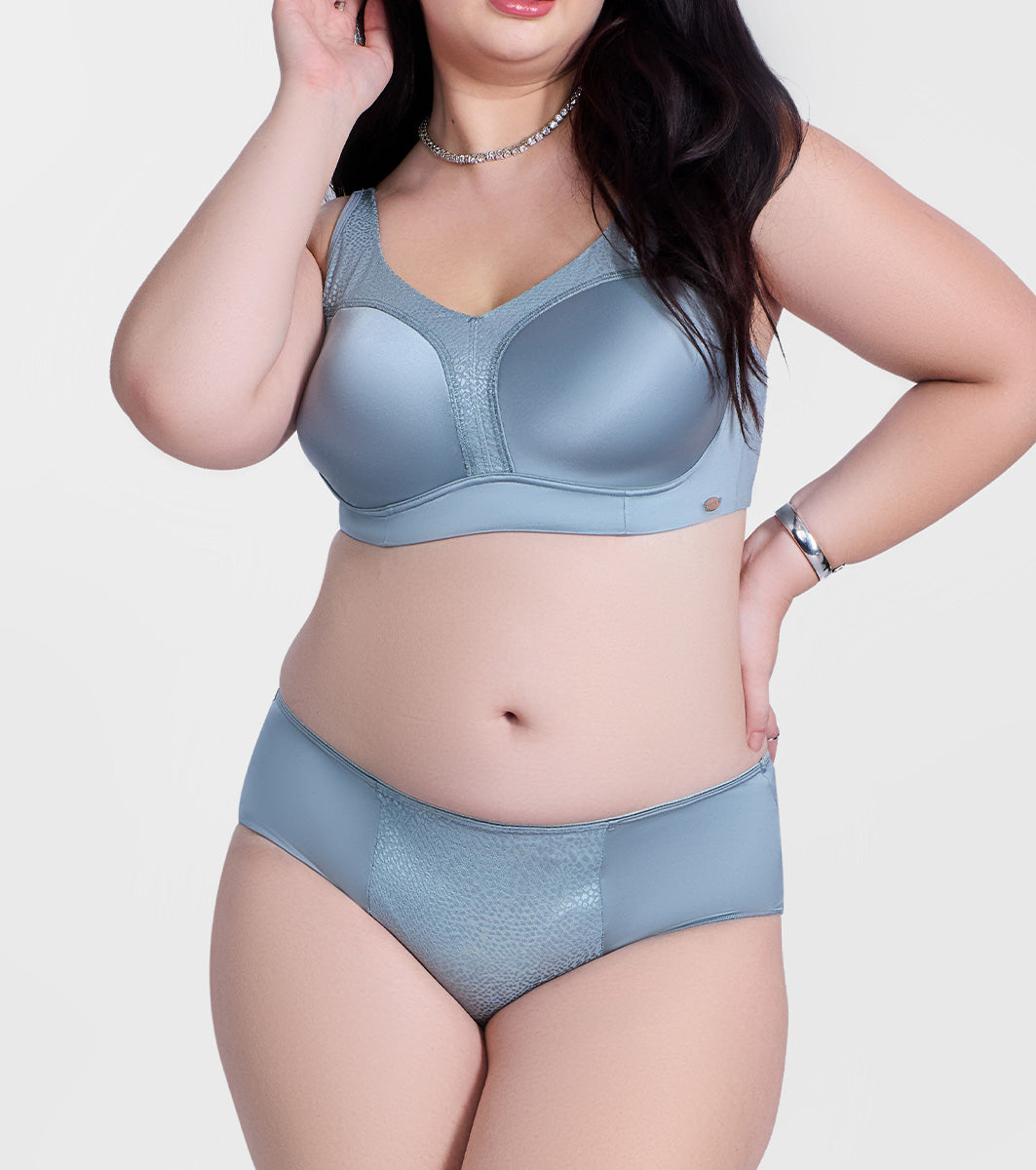 Enamor Luxe Satin Hipster Panty for Women - Mid Waist, Outer Elastic, Medium Coverage - P148 (Chrome Grey)