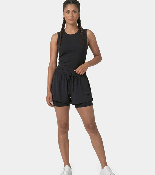 Enamor Duo Shorts, Regular Fit, Inner Cycling Shorts - A706 (Jet Black)
