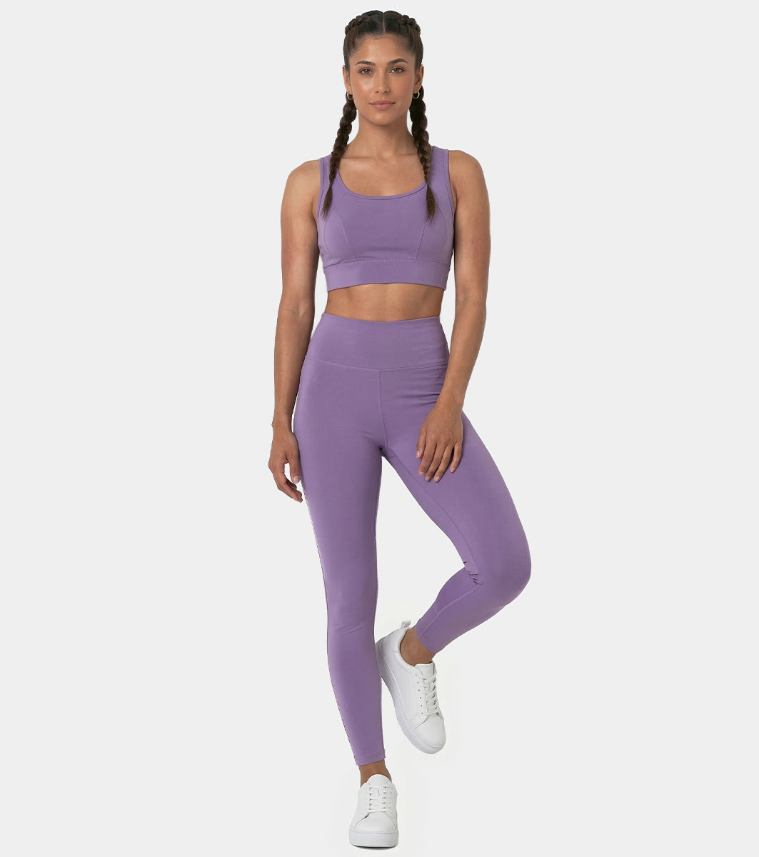 Enamor Cut N Sew Leggings, Slim Fit, High Waist - A611 (Purple Haze)