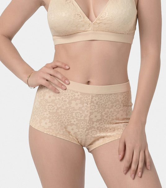 Enamor Lace Boy short, High-waist with full rear coverage - SMP04 (Pale Skin)