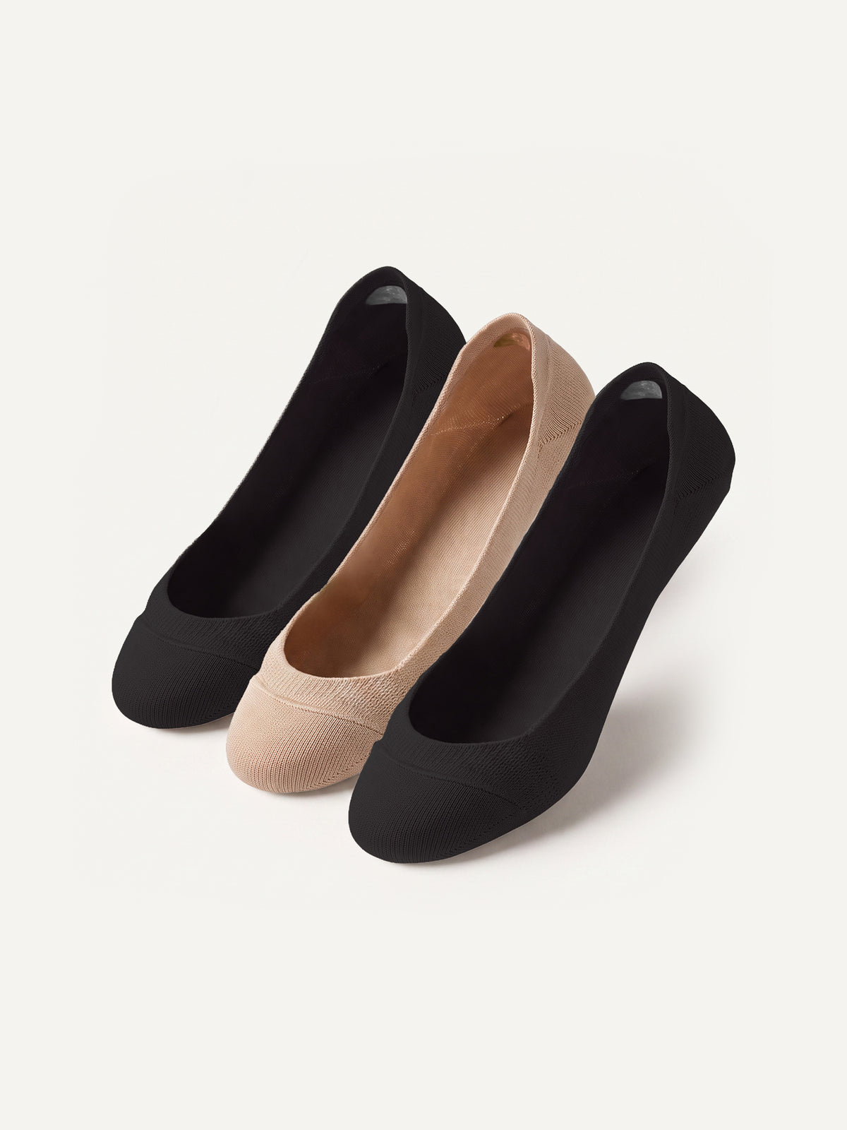 Enamor |Pair of 3 | No Show Footies – ES301, No–Slip Silicone Grip, N9 Pure Silver Finish for Odour Control, Invisible Comfort (Jet Black/Skin/Jet Black)