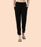 Enamor Mid Rise 7/8th length Drawstring Closure Shop In Pants for Women - Relaxed Fit, Soft & drapey 4-way stretch - E048 (Jet Black)