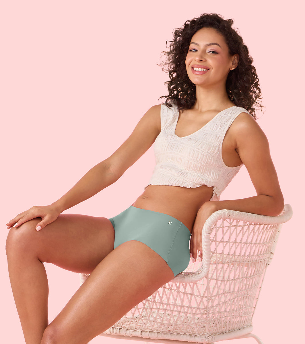 Enamor Innovations Invisi, All Day Comfort, Mid Waist Boyshorts Panty for Women - No Visible Panty Lines, Breathable, Sweat wicking, Free Cut, Full Coverage - PS40 (Jadeite)