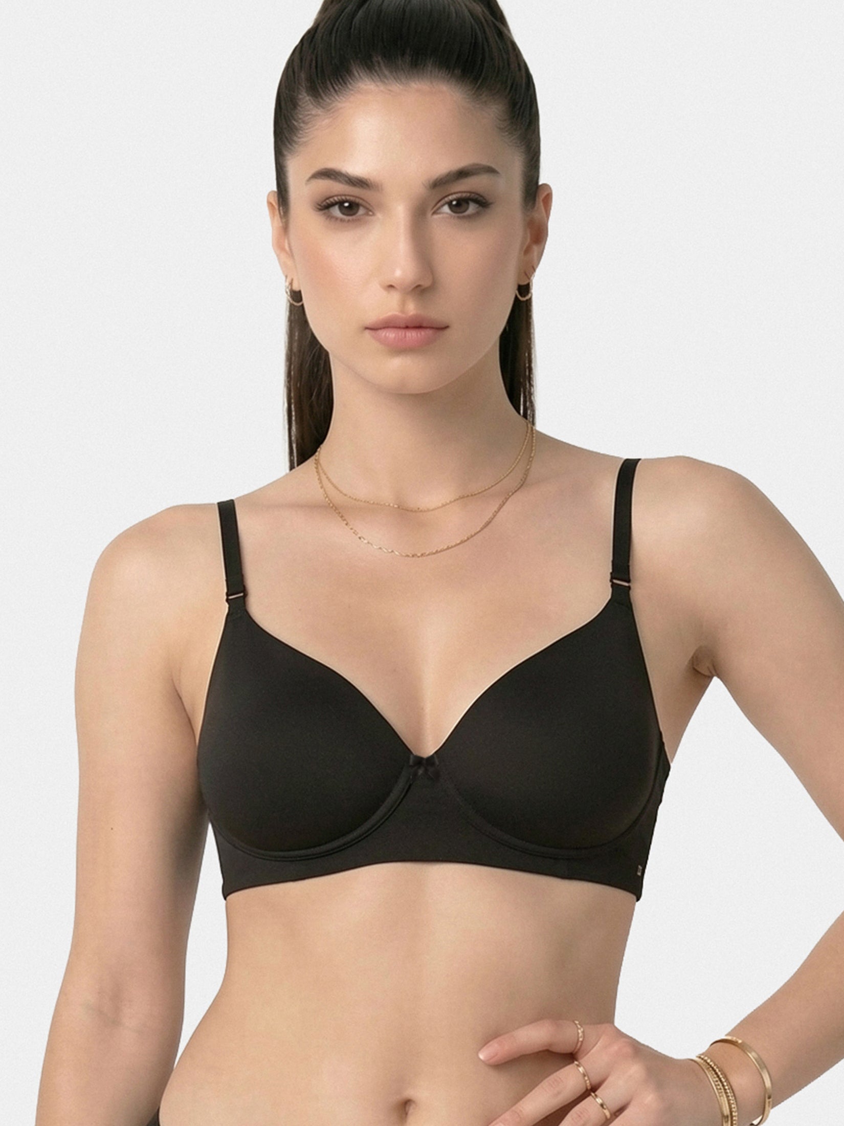 Enamor 4X Soft Modal Cotton T-Shirt Bra – A239, Wirefree Comfort, No-Show Neckline, Soft Foam Cups (Black )