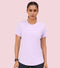 Enamor Pull on Short Sleeve Dry Fit Crew Neck Regular Length Panel T-Shirt For Women - Relaxed Fit - A313 (Orchid Bloom)