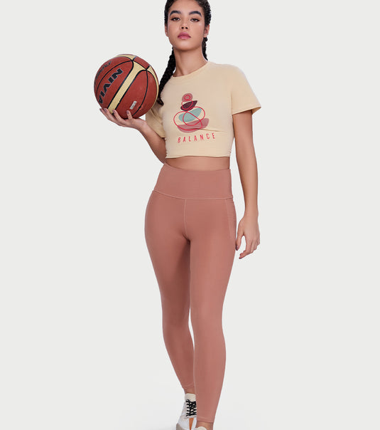 Enamor Ease Legging – 4-way stretch with drawstrings, pockets & all-day comfort -A616 (Mocha Mousse (17-1230 Tpg))