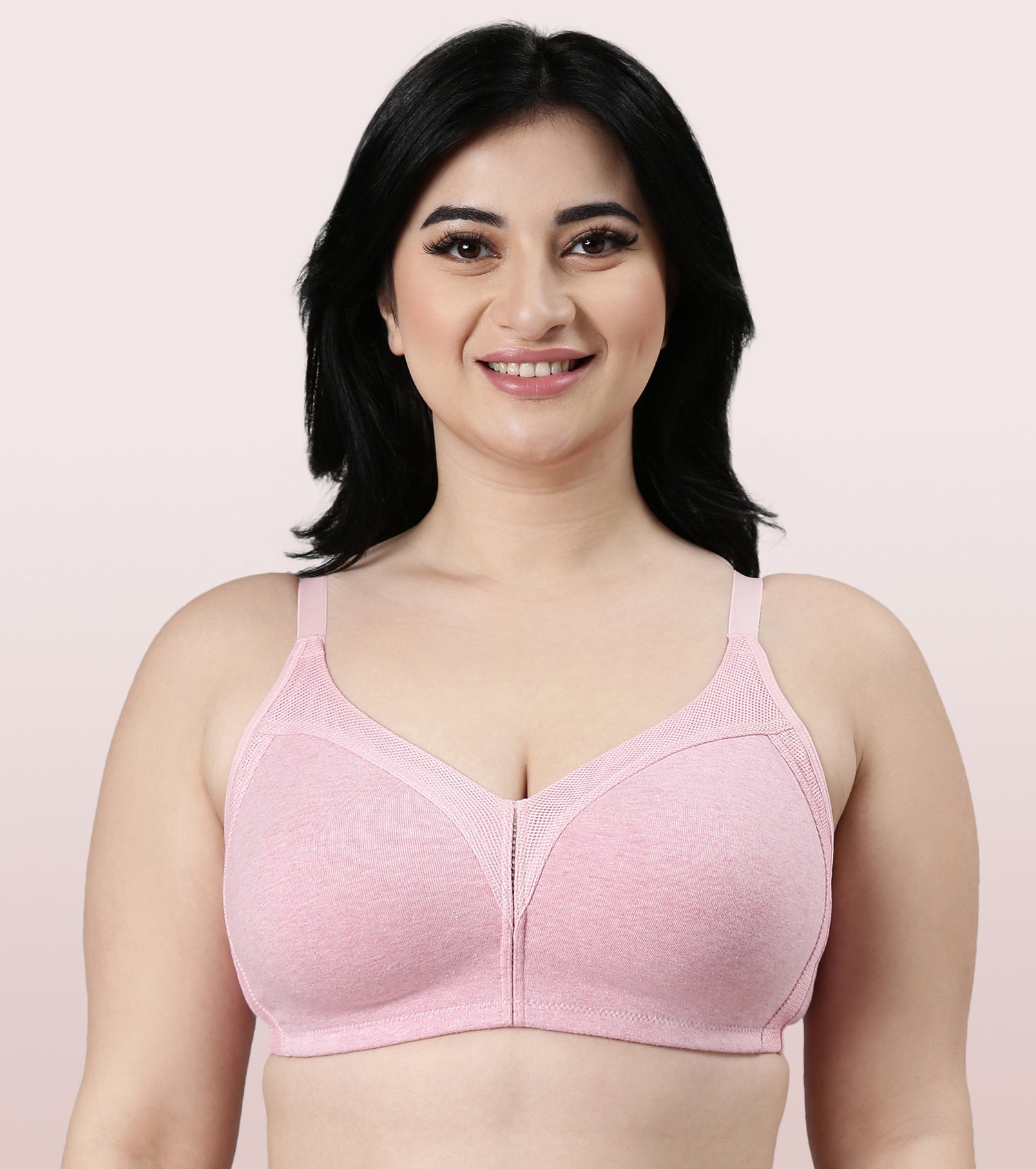 Enamor Fab-Cool AB75 M-frame Jiggle Control Full Support Stretch Cotton Bra for Women- Full Coverage, Non Padded and Wirefree - Orchid Melange
