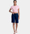 Enamor Mid Rise Knee length Drawstring Closure City Shorts For Women - Slim Fit, Soft and Breathable Cotton - E044 (Navy)