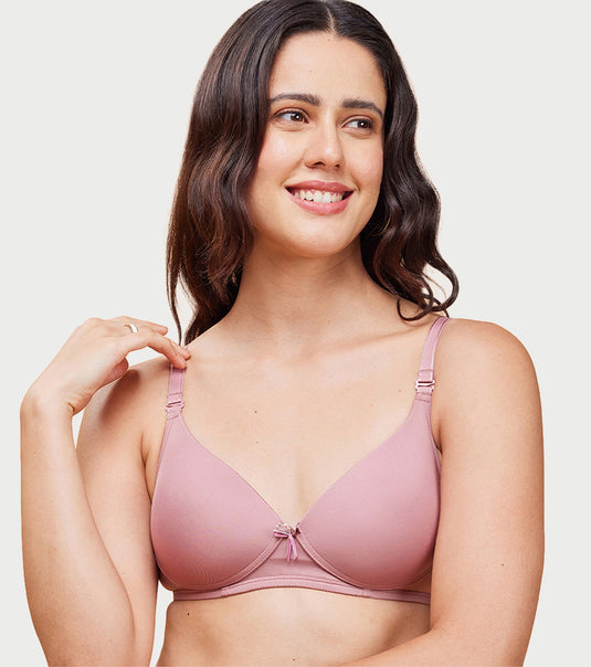 Enamor Medium Coverage, Wirefree F023 Perfect Plunge Women T-Shirt Lightly Padded Bra