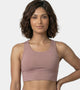 Enamor A202 Wide Straps Seamed T-back Basic Workout Sports Bra - Quick Dry, Antimicrobial, Removable Padding, Non-Wired, Full Coverage (Twilight Mauve)