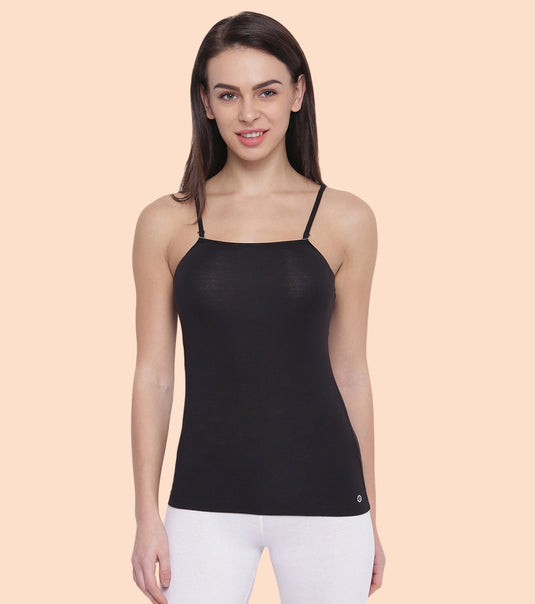 Enamor Sleeveless Regular Length Slim Fit camisole For Women - All Day Comfort, Modal Fabric - E007 (Black)