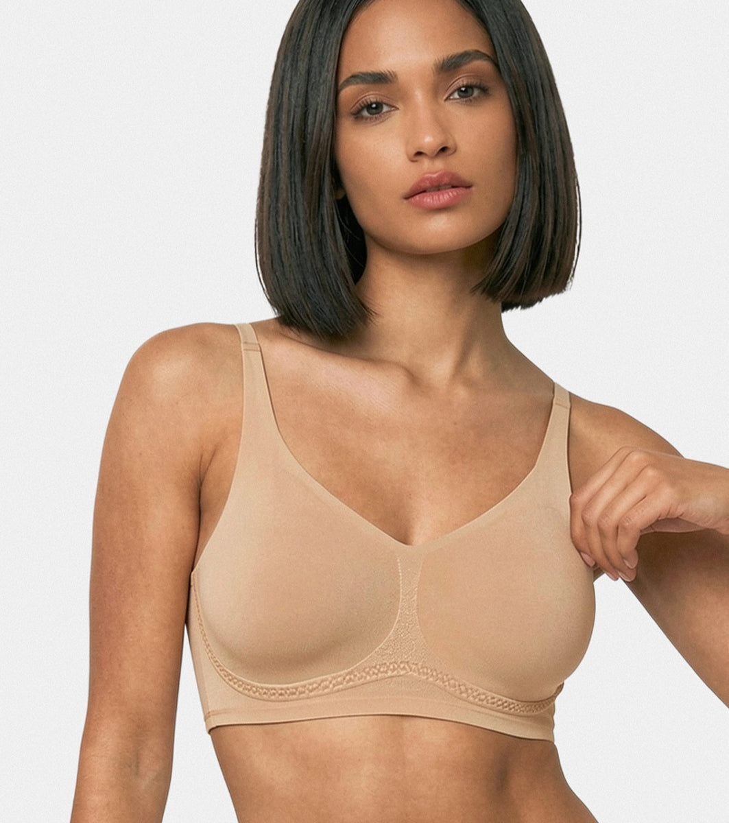 Enamor Innovations Invisi Shaper lift, Ultra smooth, Bonded, Women's T-Shirt Bra - Seamless, No-Pinch, No-Dig, Padded, Wirefree, Medium Coverage- IO02 (Skin)