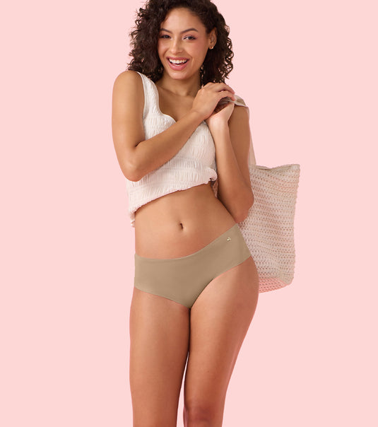 Enamor PH40 Innovations Invisi, All Day Comfort, Mid Waist Hipster Panty for Women - No Visible Panty Lines, Sweat wicking, Free Cut, Full Coverage -  Pack of 1 (Honey Beige)