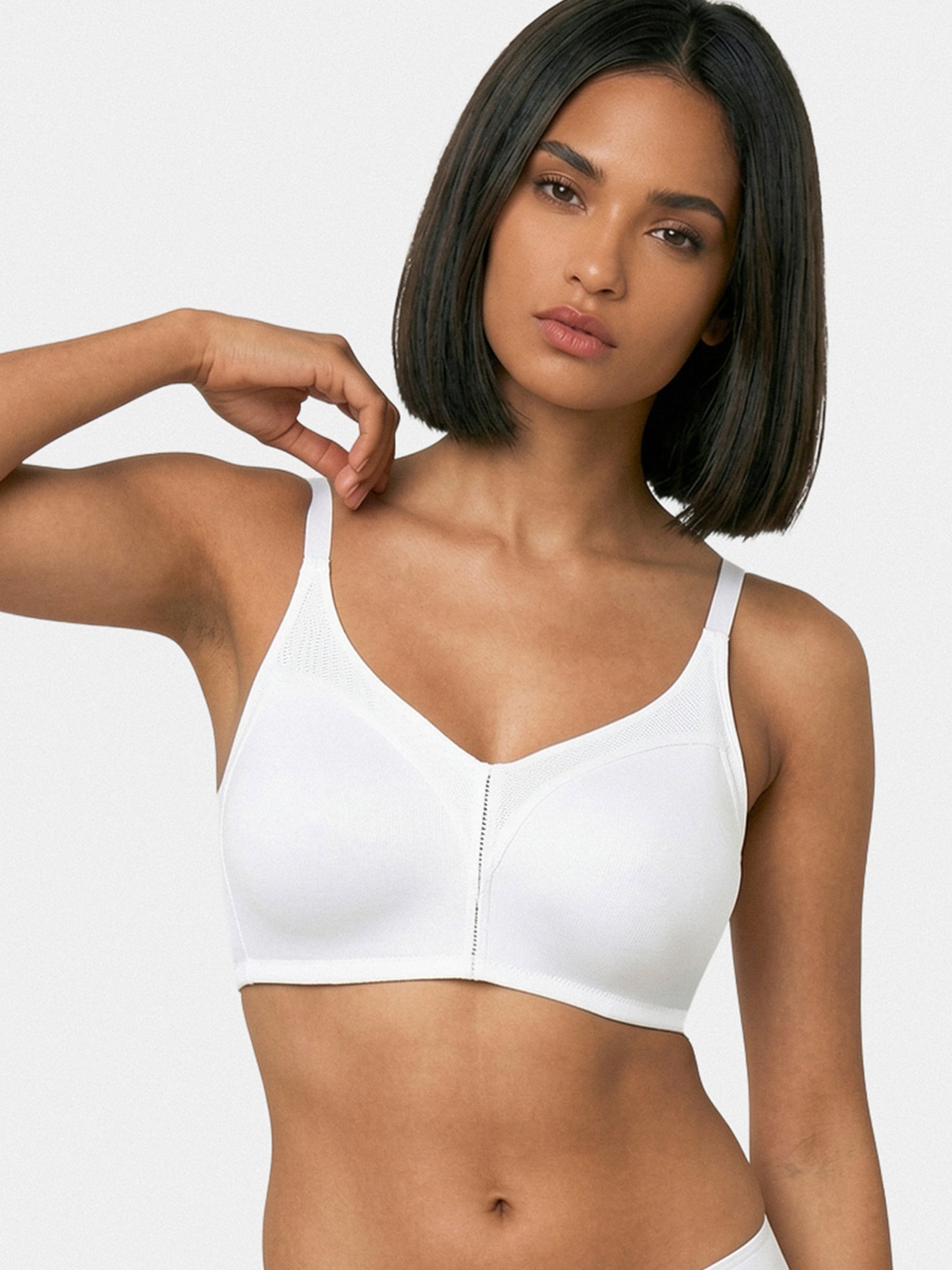 Enamor Innovations Fabcool Full Support Everyday Full Figure Bra - Jiggle Control and Antimicrobial, Non-Padded, Wirefree, Full Coverage Women's Bra - AB75 (Available in  Plus Sizes) (White)