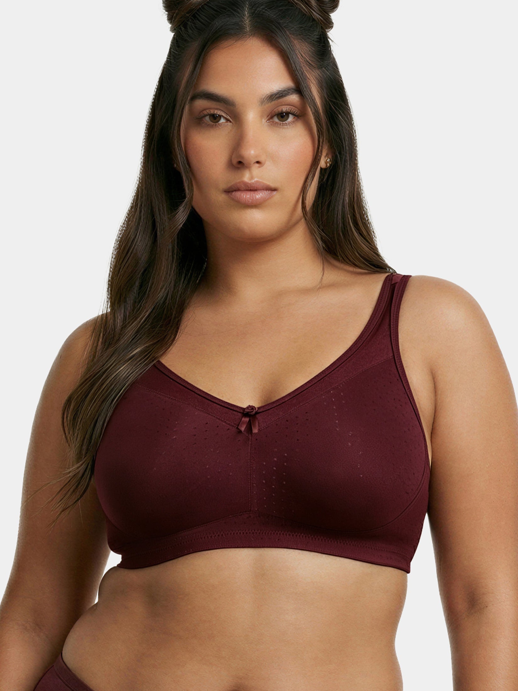 Enamor Hidden X-Frame and Smoothening Women's Full Support Everyday Bra - Jiggle control, Non Padded, Wirefree, Full Coverage - FB12 (Available in Plus sizes) (Grape wine)