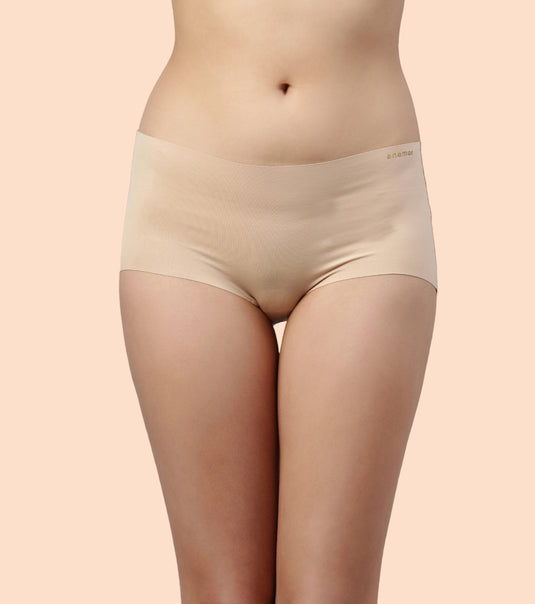 Enamor PS40 Innovations Invisi, All Day Comfort, Mid Waist Boyshorts Panty for Women - No Visible Panty Lines, Breathable, Sweat wicking, Free Cut, Full Coverage - Pack of 1 (Nude)