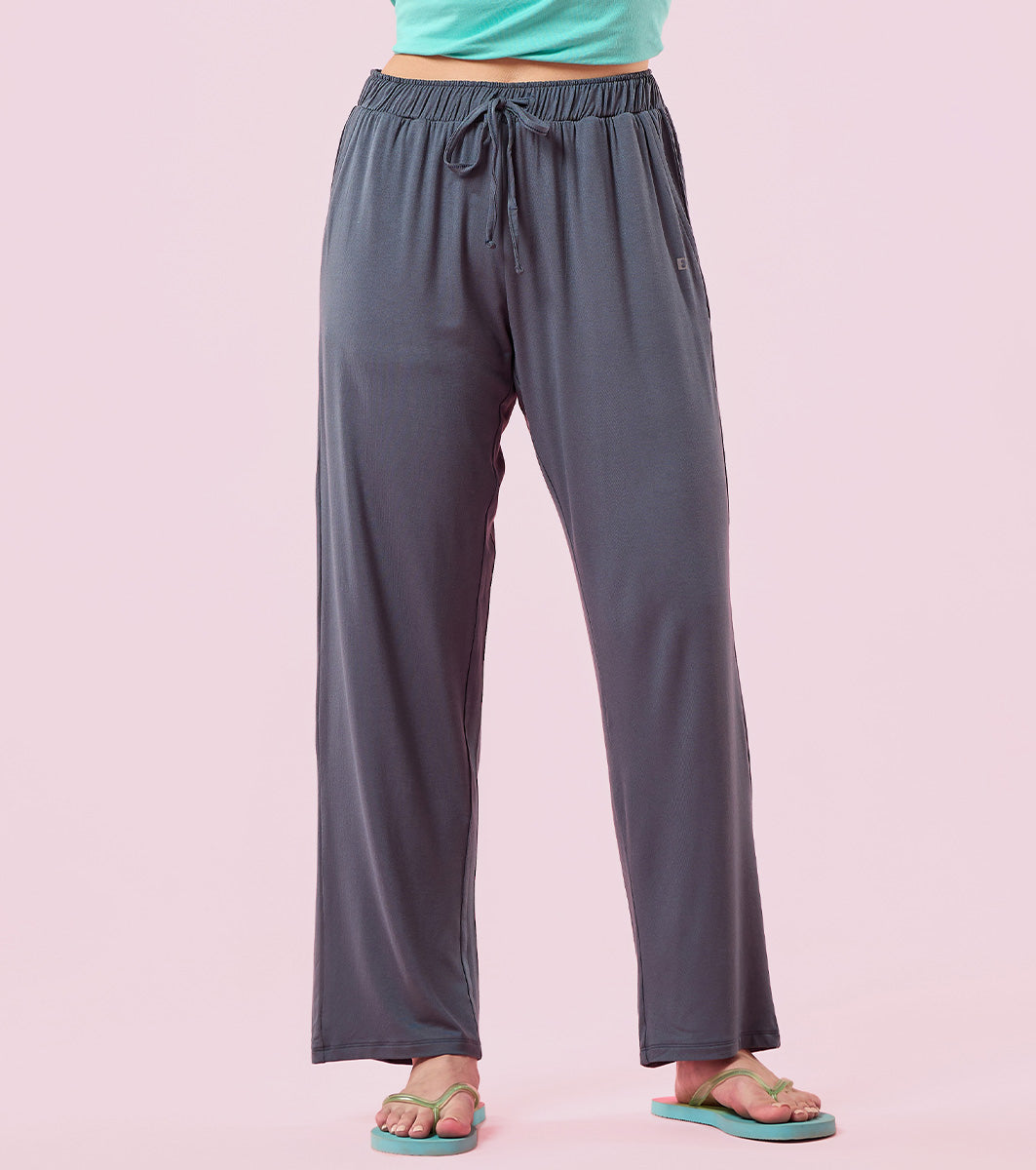 Enamor E404 Women's Home Pant - Relaxed Fit, Mid Rise, Regular Length, Straight Leg - Dark Slate