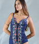 Enamor × Papa Don’t Preach - Midnight Mirage Luxury Corset for Women - Padded, Wired, Longline Fit - DC02 (Astral Blue)