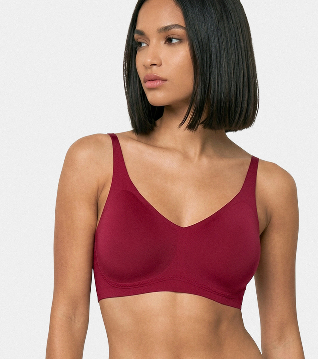 Enamor Innovations Invisi Shaper lift, Ultra smooth, Bonded, Women's T-Shirt Bra - Seamless, No-Pinch, No-Dig, Padded, Wirefree, Medium Coverage- IO02 (Cherry Pink)