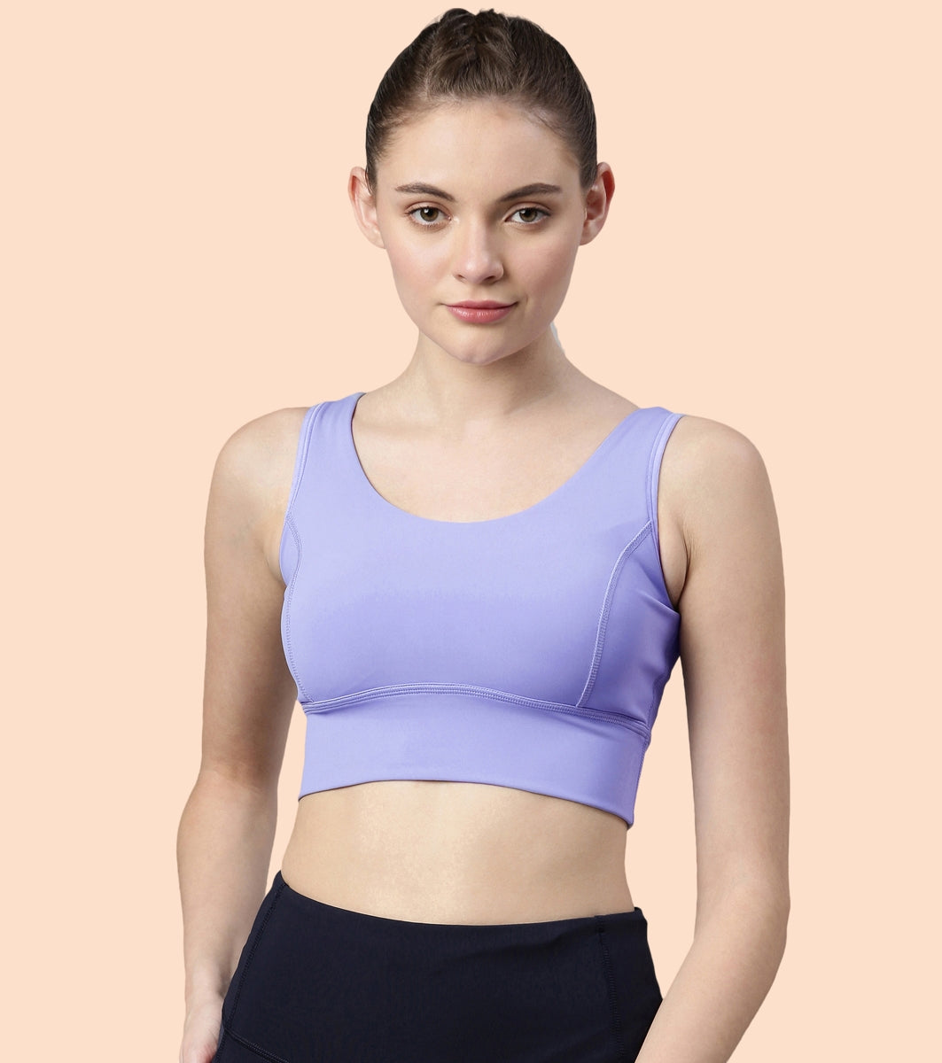 Longline Sports Bra – Solid | Scoop Neck Line High Impact Dry Fit Sports Bra