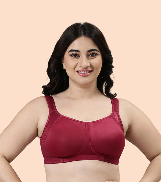 Enamor Side Shaper, Double layer Compression Fabric for Cups Women's Everyday Fashion Full Support Minimizer Bra - Non-Padded, Wirefree, High-Coverage - F048