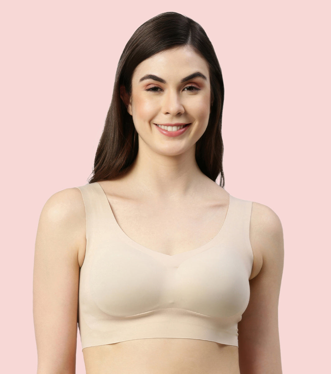 Enamor Innovations Invisibra Ultra Smooth,Bonded Seamless Push-Up Everyday Women's Pop-On Bra - Padded, Wirefree, Full Coverage - F070 (Pale Skin)
