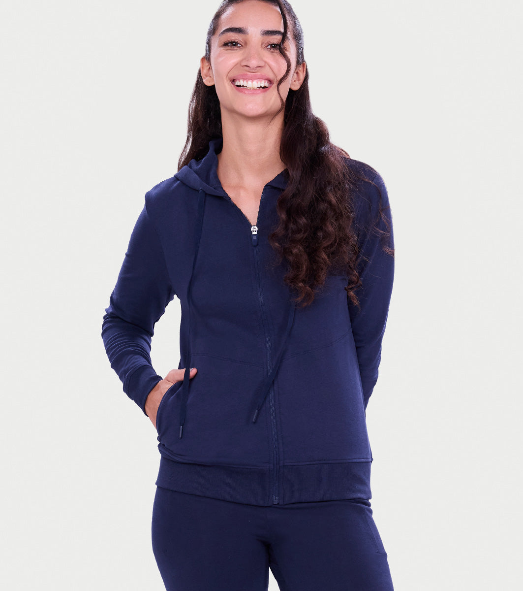 Enamor Basic Hoodie – Soft French terry, relaxed fit with adjustable drawstrings - E905 (Navy)