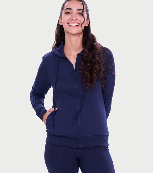 Enamor Basic Hoodie – Soft French terry, relaxed fit with adjustable drawstrings - E905 (Navy)