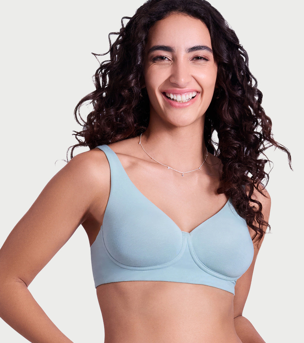Enamor Innovations Bamboo Bliss,Plunge,super soft , Women's everyday T-Shirt Bra -naturally absorbent & Antimicrobial, Padded, Wirefree, High Coverage- IO05 (Jade Green)