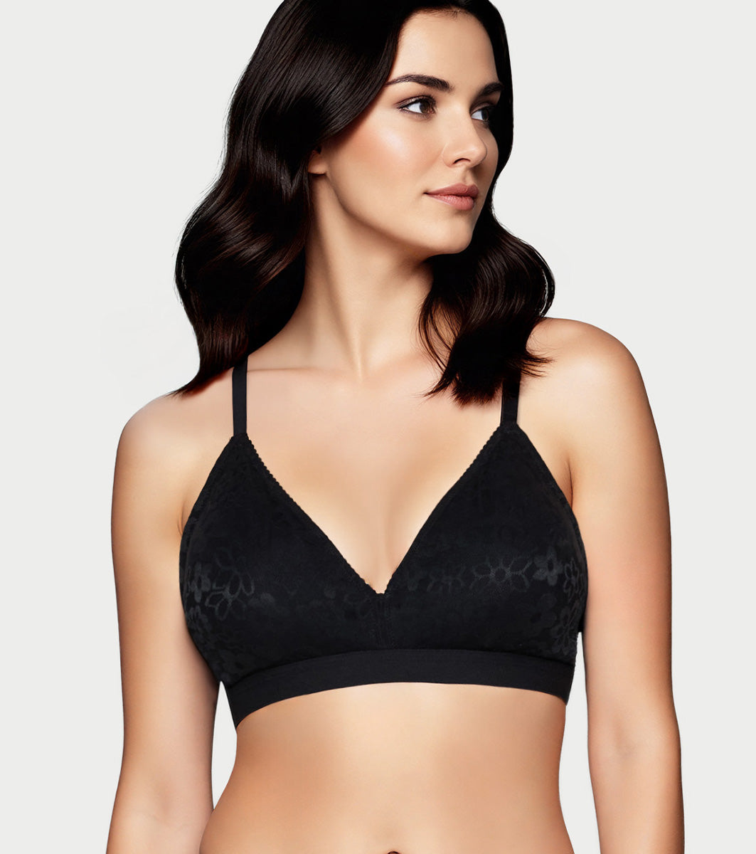 Enamor SMB04  Plunge Cup Non-Wired Bra, High Coverage (Black)