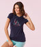 Enamor Short Sleeve Crew Neck Regular Length Basic Crew T-Shirt - Slim Fit, Soft and Breathable Stretch Cotton - E147 (Navy Fabulous)