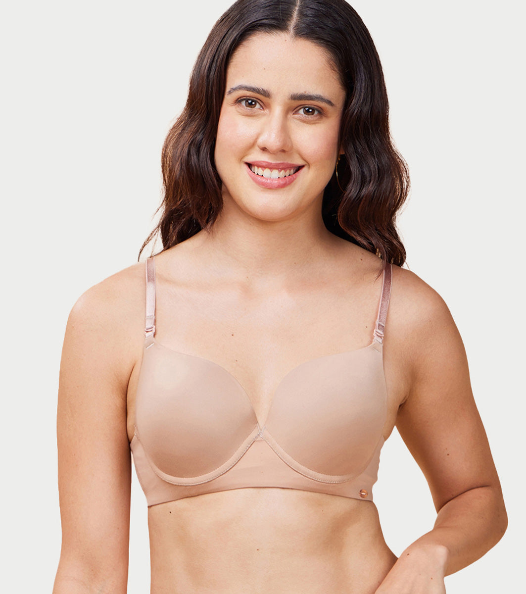 Enamor Innovations Transform Gel-Cup, Air-Brush  Enhancer, Double Push-Up Women's Bra - Powder finish, Padded, Wired, Medium Coverage - F114 (Honey Beige)