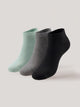 Enamor | Pair of 3 | Ankle Low Show Socks – ES101, Breathable Cotton Stretch, N9 Pure Silver Finish for Odour Control, Everyday Wear (Sage Green/Light Grey Melange/Jet Black)