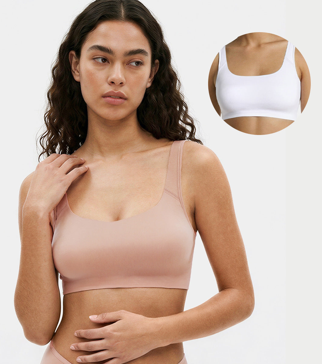 Enamor Bamboo Cotton IB06, Women's Pop-on Bra - 3X Softer, 4X more Absorbent & Antimicrobial, Non-Padded, Wirefree, High Coverage (White/Honey Beige)