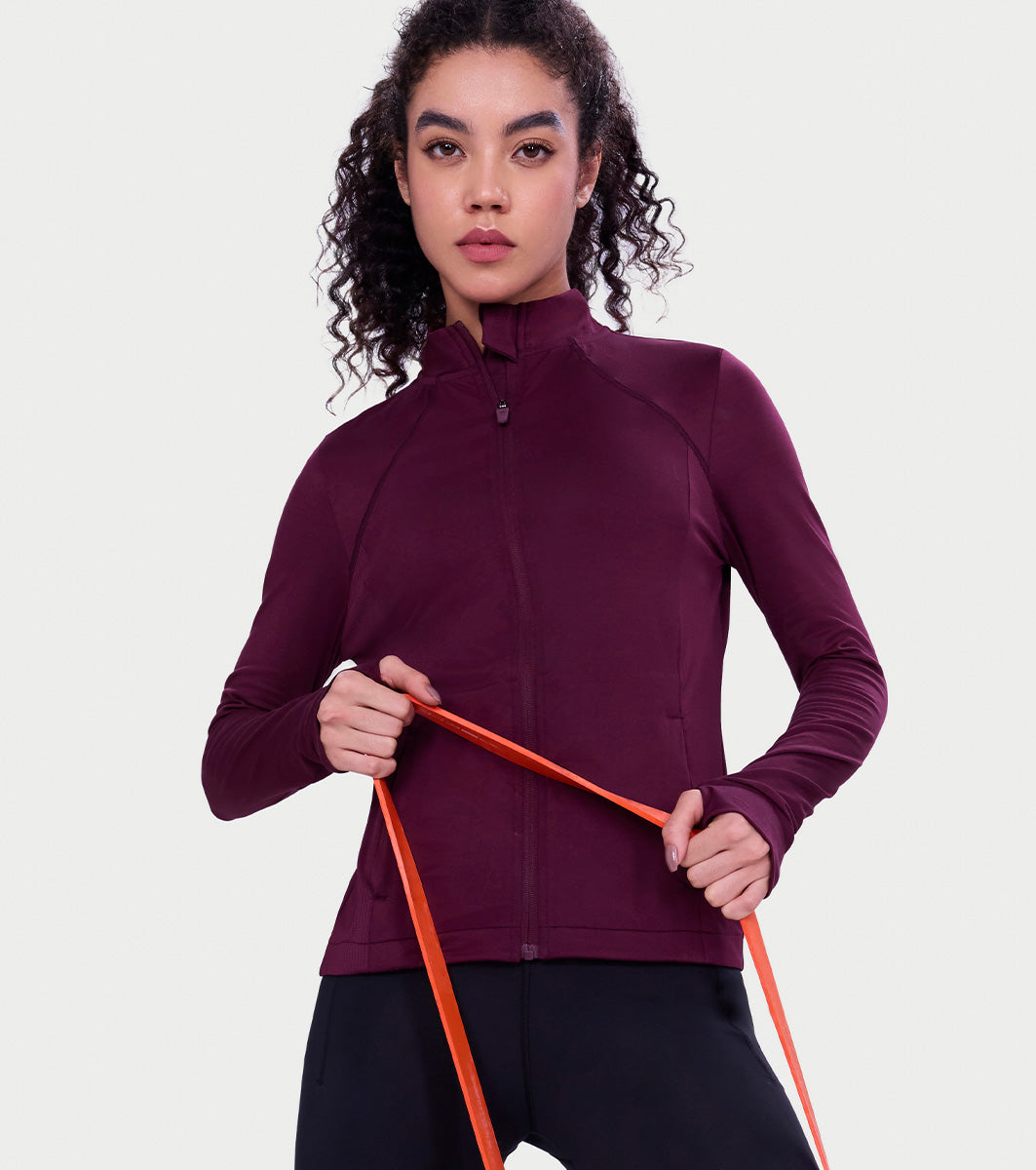Enamor Raglan Flex Jacket – Sleek, sweat-wicking slim-fit for all-season comfort - A908 (Cherry Maroon)
