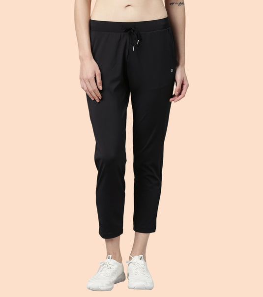 Enamor Athleisure Womens E068-Dry Fit Antimicrobial Mid Rise Smart Active Travel Pants