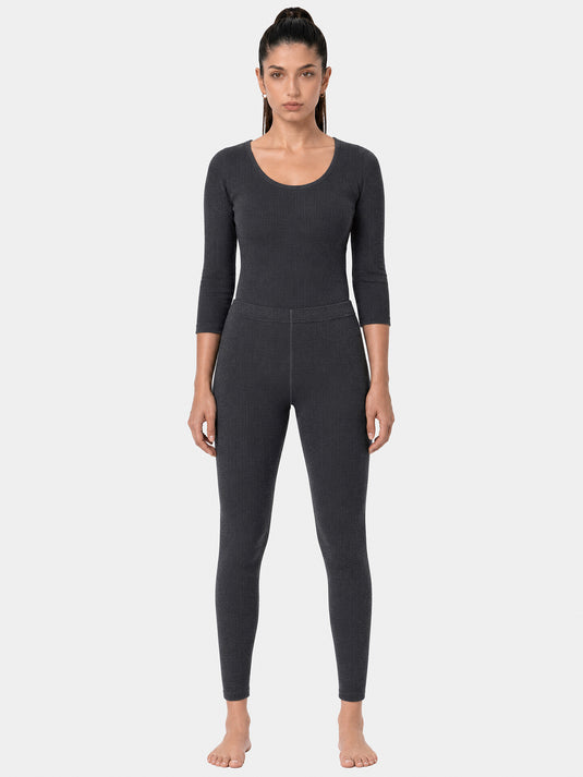 Enamor HeatSkins Thermal Women's Leggings TH09 - Flexi Fit, Ultra Cozy, Soft Brushed Inner Layer  (Charcoal Melange)
